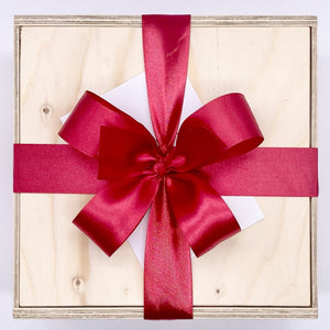 Geschenkbox aus Holz ohne Gravur mit roter Schleife