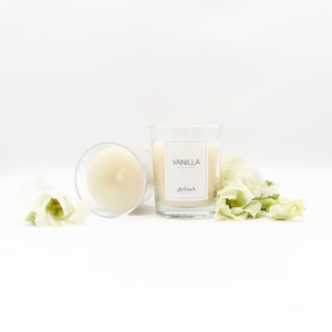 Vanille Duftkerze in zartem weiss-Creme im Glas